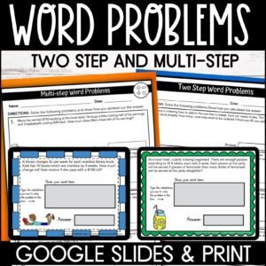 two worksheets for math students with multi step and two step word problems