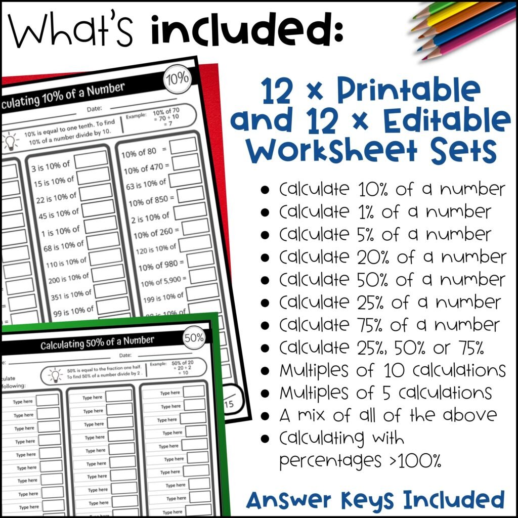 a list of worksheets for sale